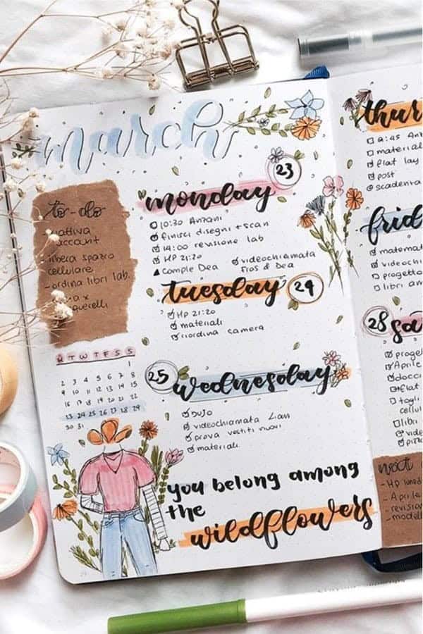 Floral Themed March Spread