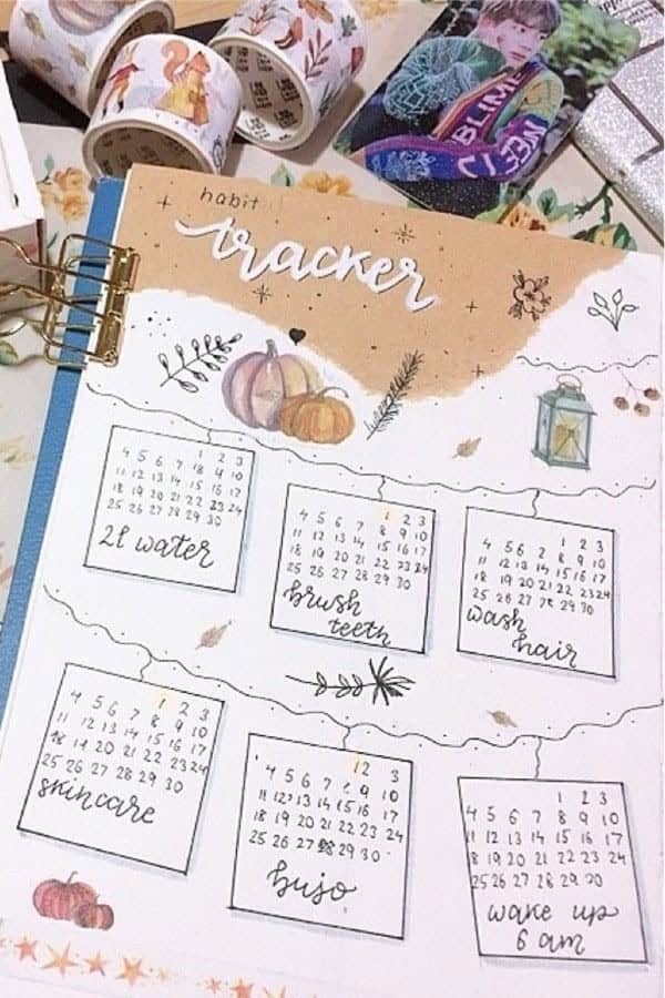 Cute Autumn Habit Tracker