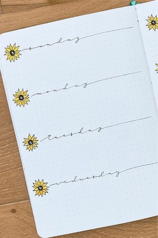 Minimalist Sunflower Weekly Log