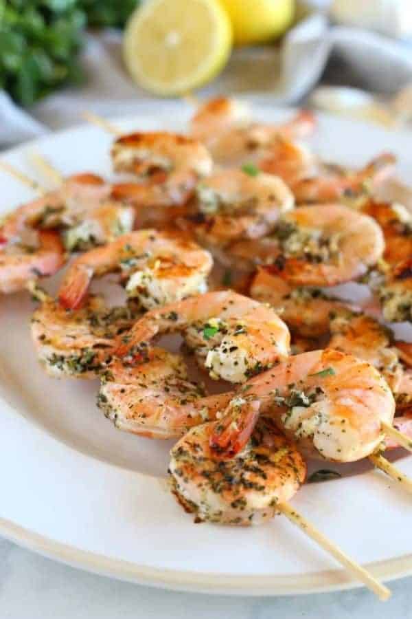 LEMON GARLIC SHRIMP SKEWERS