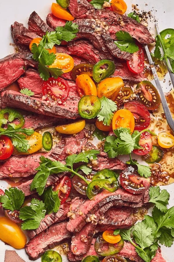 Grilled Flank Steak with Tomato Salad