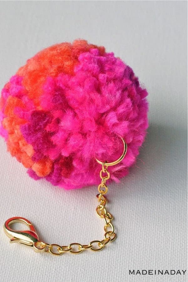 DIY Pom Pom Keychain Bag Charm