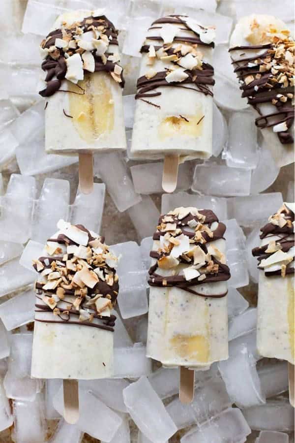 Banana Coconut and Chia Popsicles