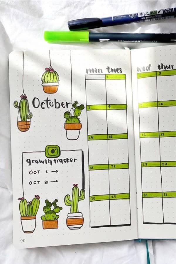 Cactus Monthly Spread