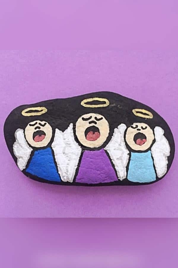 SINGING ANGEL PAINTED ROCK