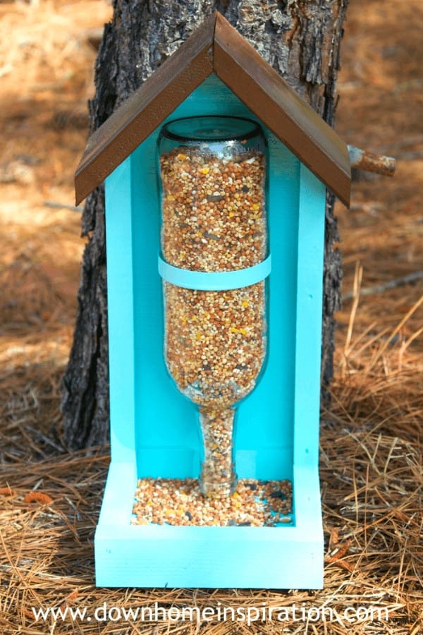 Wine Bottle Bird Feeder