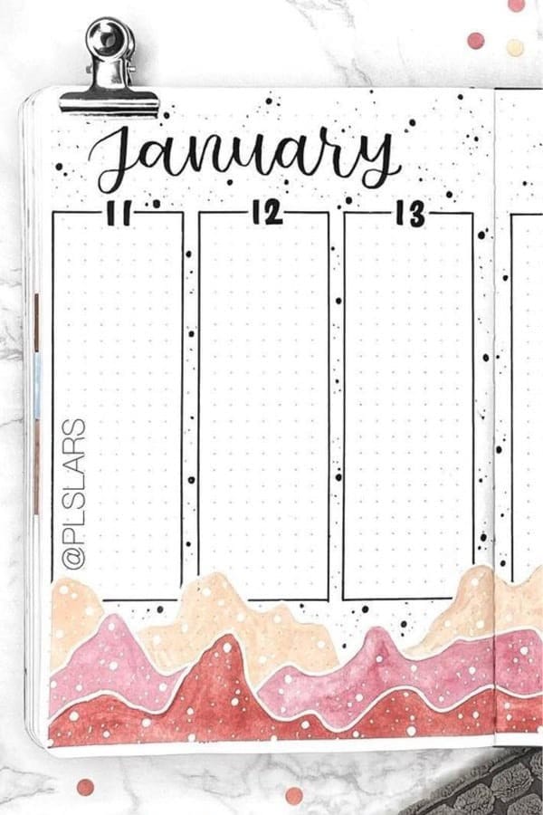 Vertical January Weekly Spread Layout