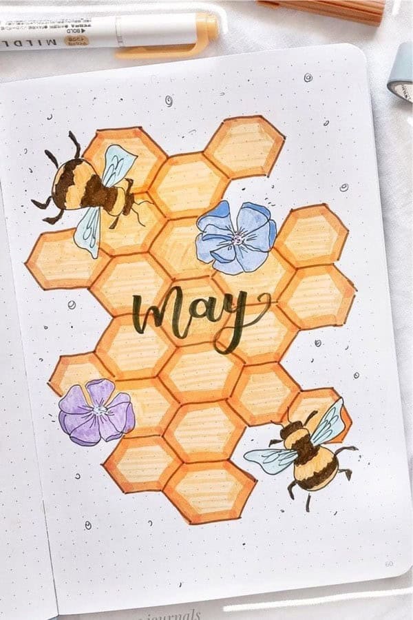 Honey Bee-Themed Bullet Journal Cover