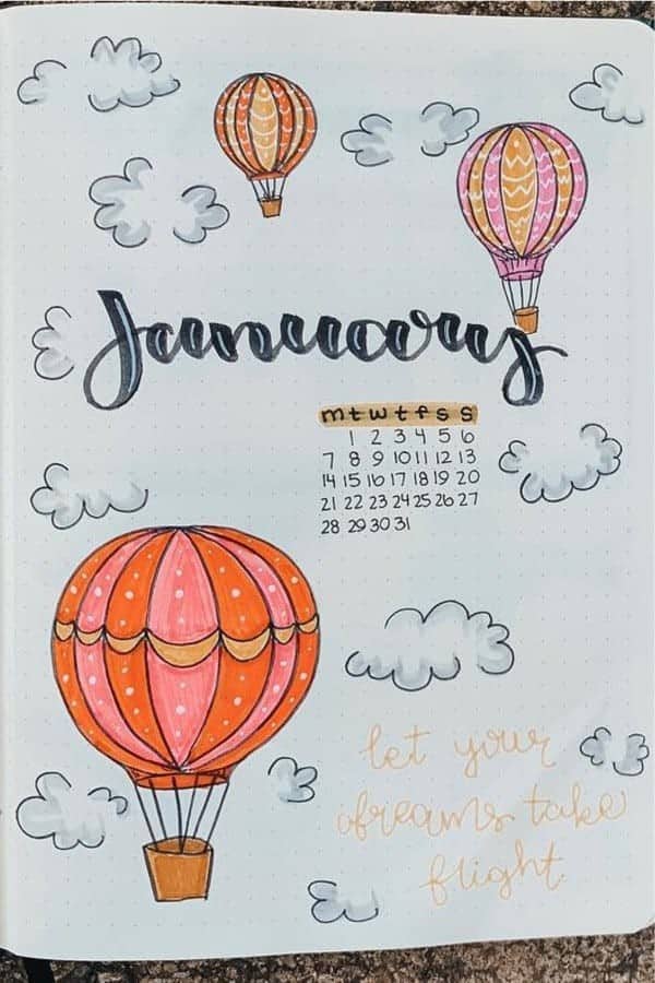 January Hot Air Balloon Monthly Cover