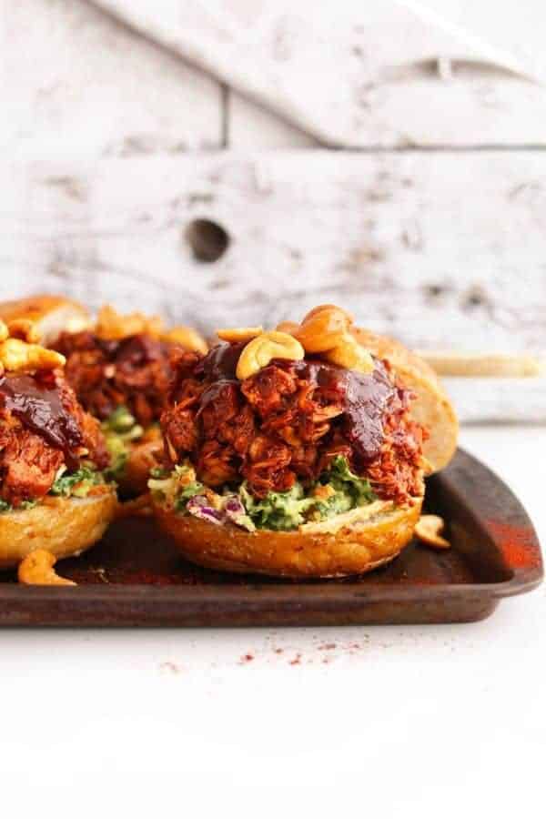 BBQ JACKFRUIT SANDWICHES WITH AVOCADO SLAW