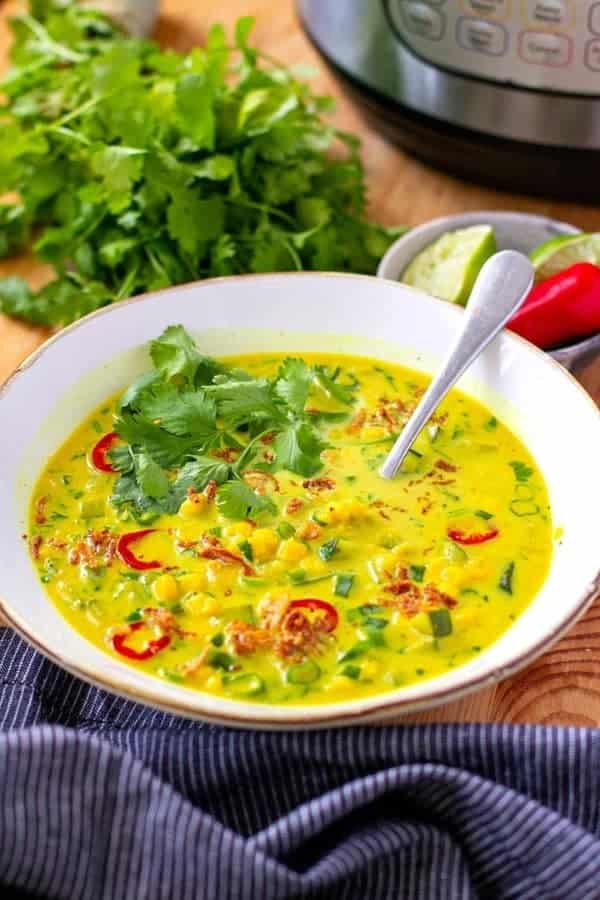 INSTANT POT THAI SOUP WITH CORN & ZUCCHINI