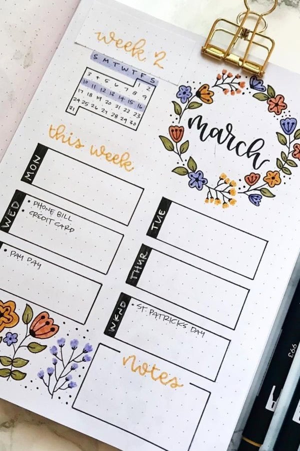 Cute Flower Weekly Layout