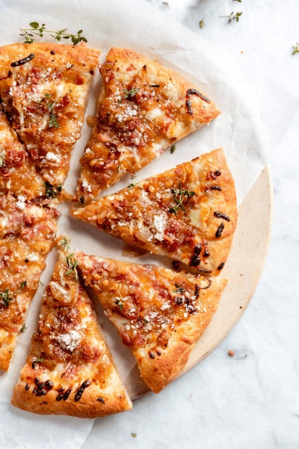 Gruyere, Onion, And Bacon Pizza