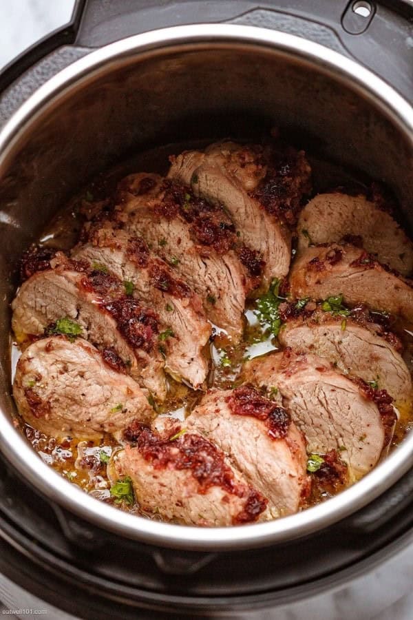 INSTANT POT PORK TENDERLOIN WITH CRANBERRY SAUCE