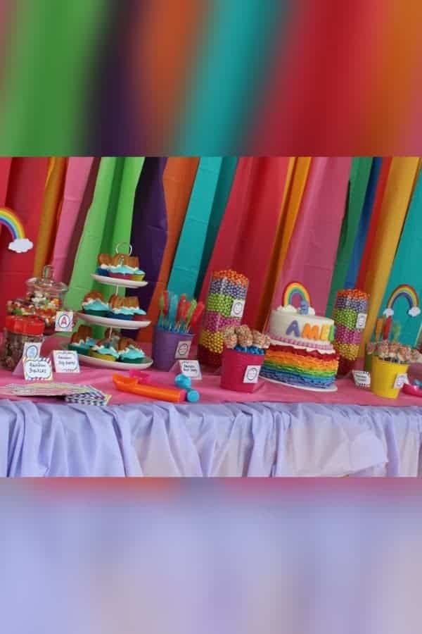 DIY RAINBOW RUFFLE TABLECLOTH