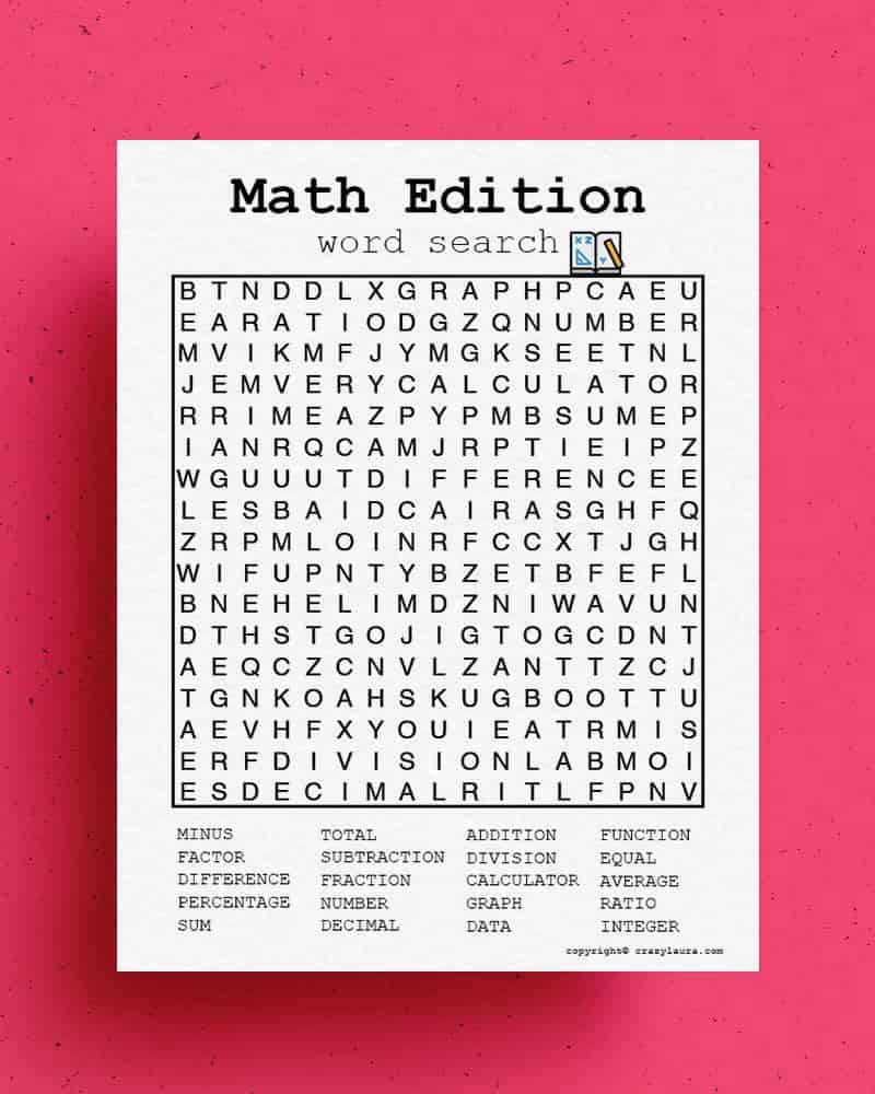 Math Word Search Medium