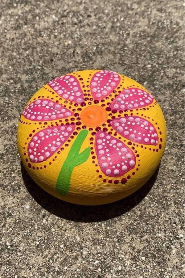 Dot Painted Flower Rock