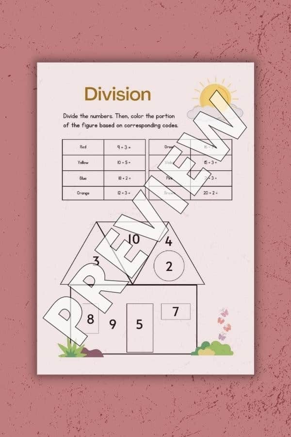 YELLOW FUN DIVISION WORKSHEET PRINTABLE