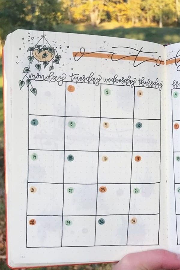 Hanging Plant Monthly Spread