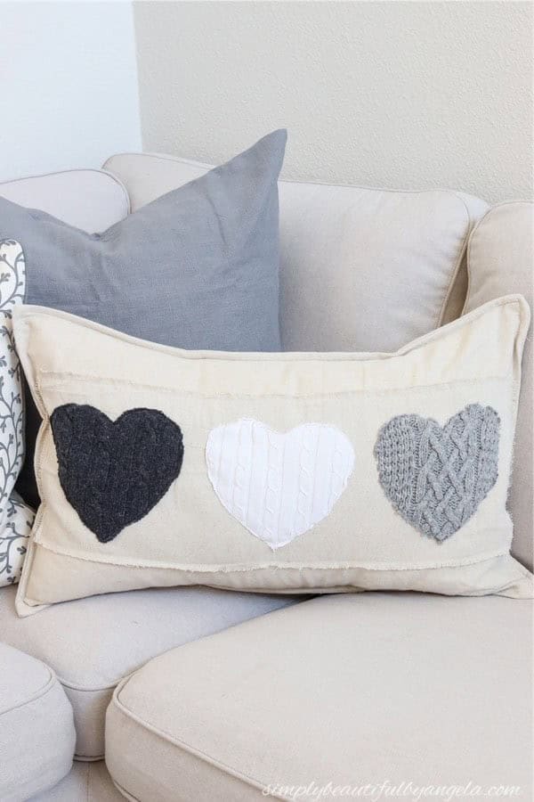 DIY Valentine’s Day Pillow Covers Using Sweaters