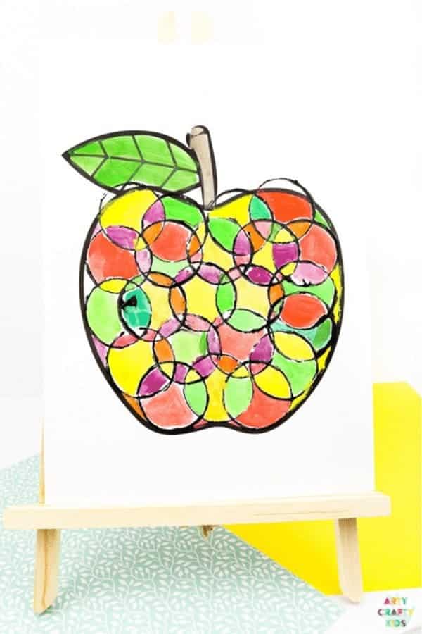 Back to School Circle Print Apple Art