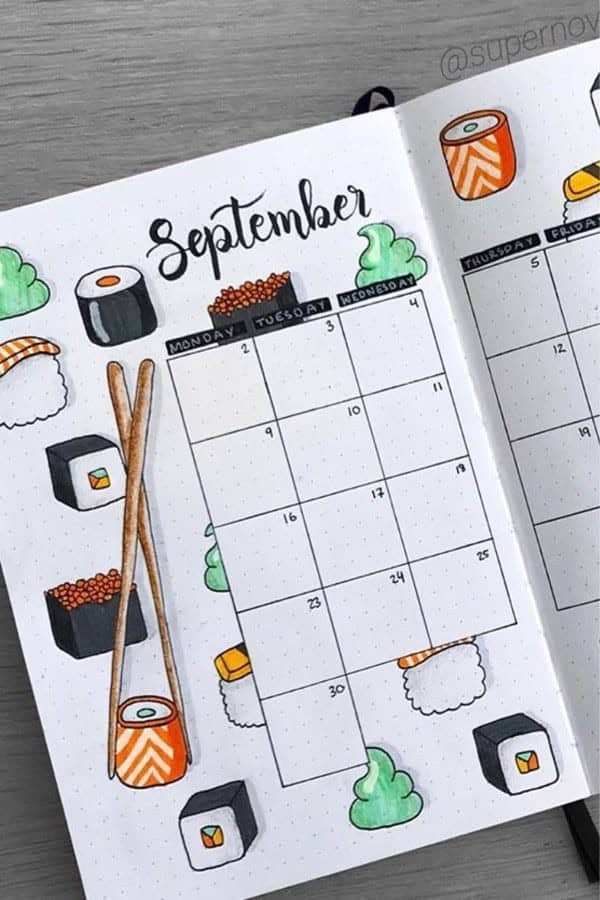 Sushi theme Monthly Layout