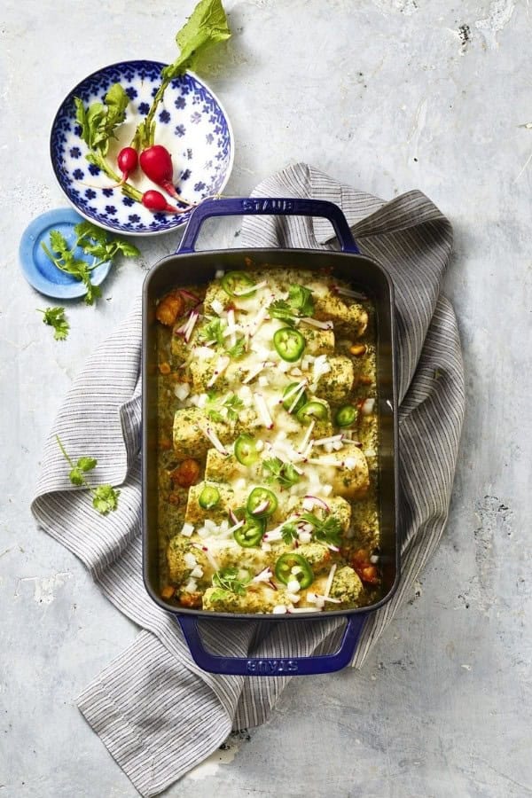 SHRIMP ZUCCHINI AND CORN ENCHILADAS