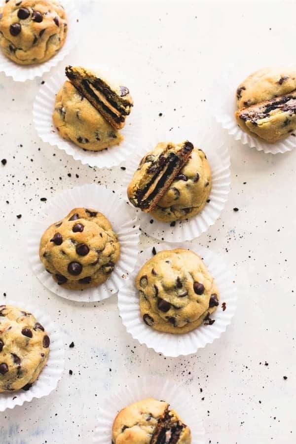 Peanut Butter Oreo Stuffed Chocolate Chip Cookies