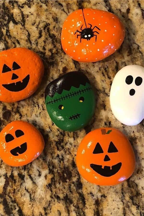 Jack O’Lantern Painted Stones