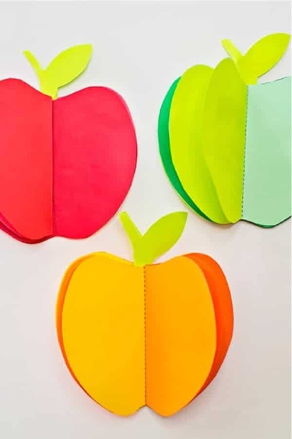 3D Paper Apple Book Craft For Kids