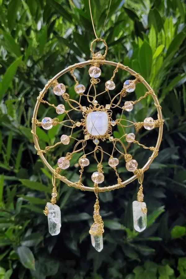 Selenite-Centered Crystal Suncatcher