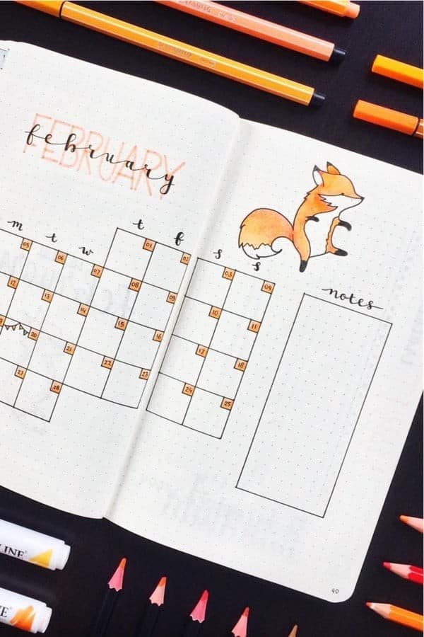 Fox Themed Monthly Spread