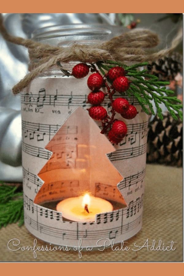 French Sheet Music Christmas Candles