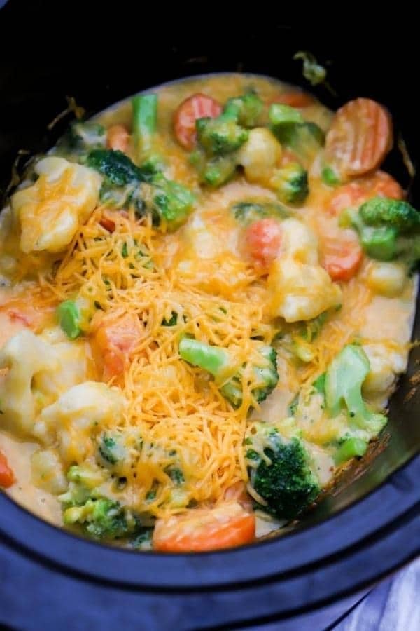 SLOW COOKER CHEESY VEGETABLE CASSEROLE