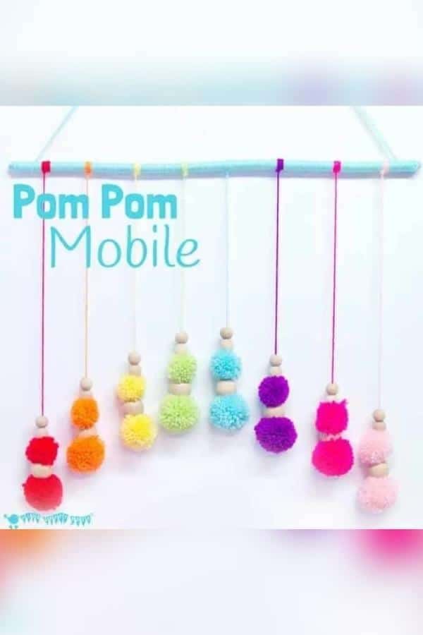 COLORFUL RAINBOW POM POM MOBILE