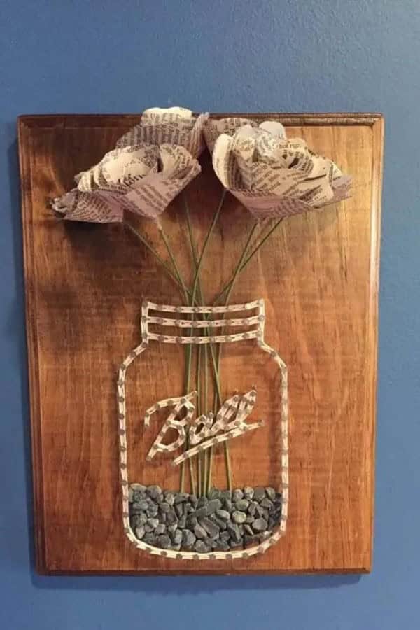 NEWSPAPER FLOWERS WITH NAIL ART HOLDER