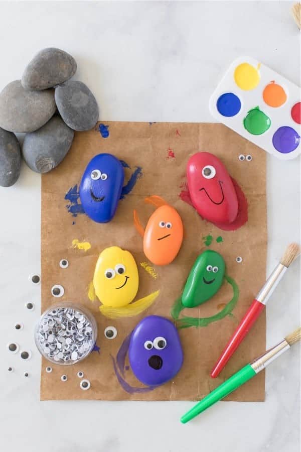 Rainbow Painted Pet Rocks