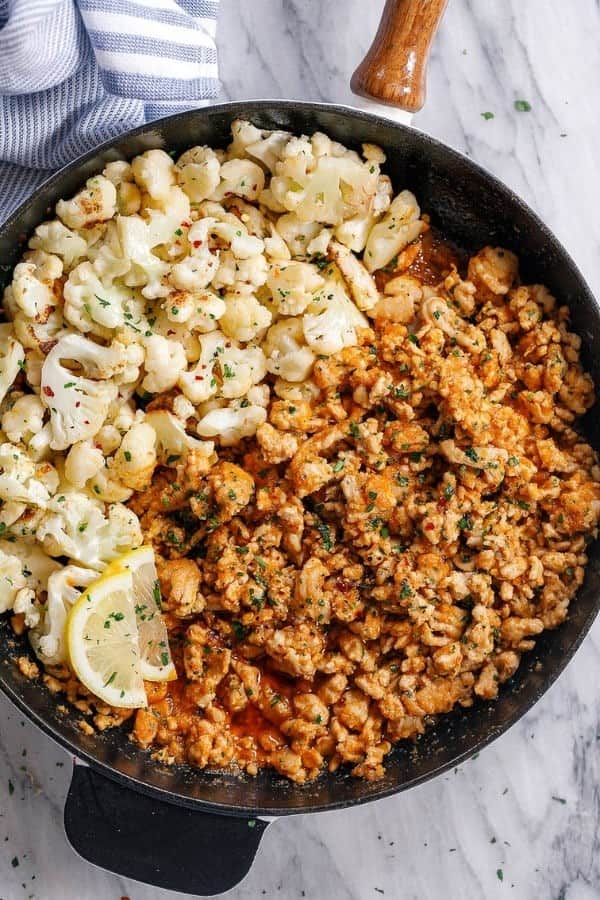 GARLIC BUTTER TURKEY WITH CAULIFLOWER