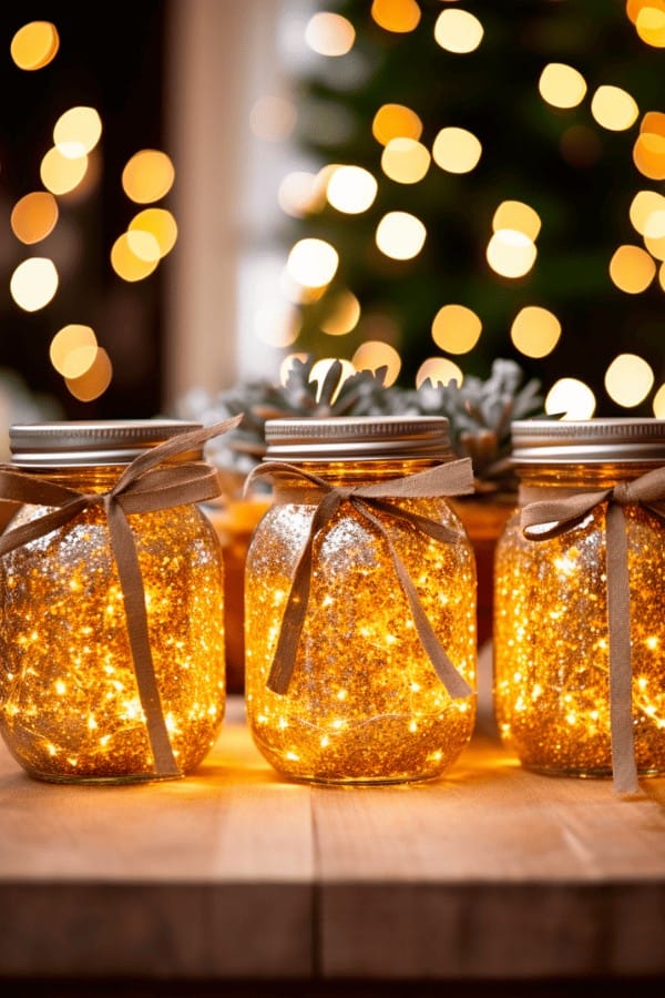 Glittering Mason Jar Lanterns