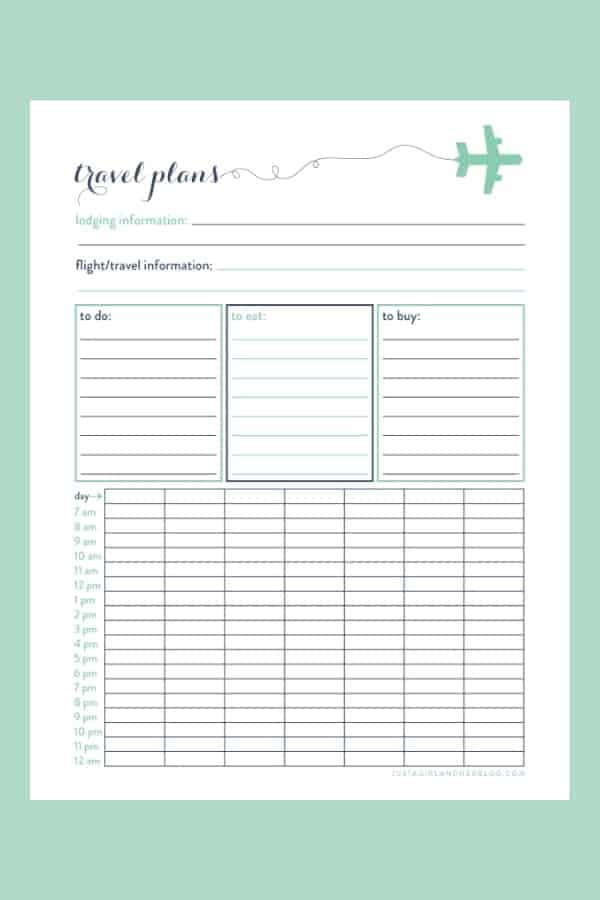 TRAVEL PLANS PRINTABLE