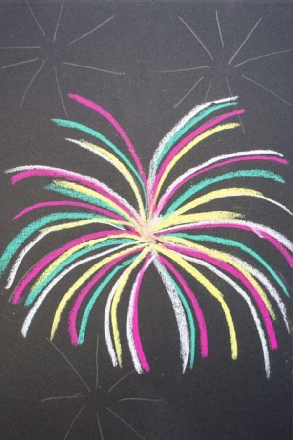 Festive Chalk Pastel Fireworks Art Project