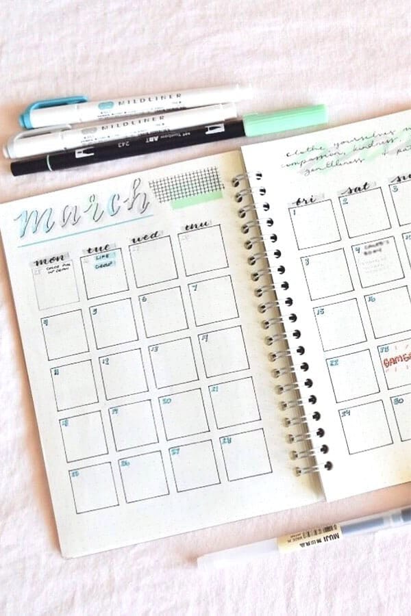 Pastel Monthly Spread