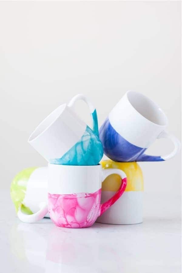 DIY Marble Dipped Mugs