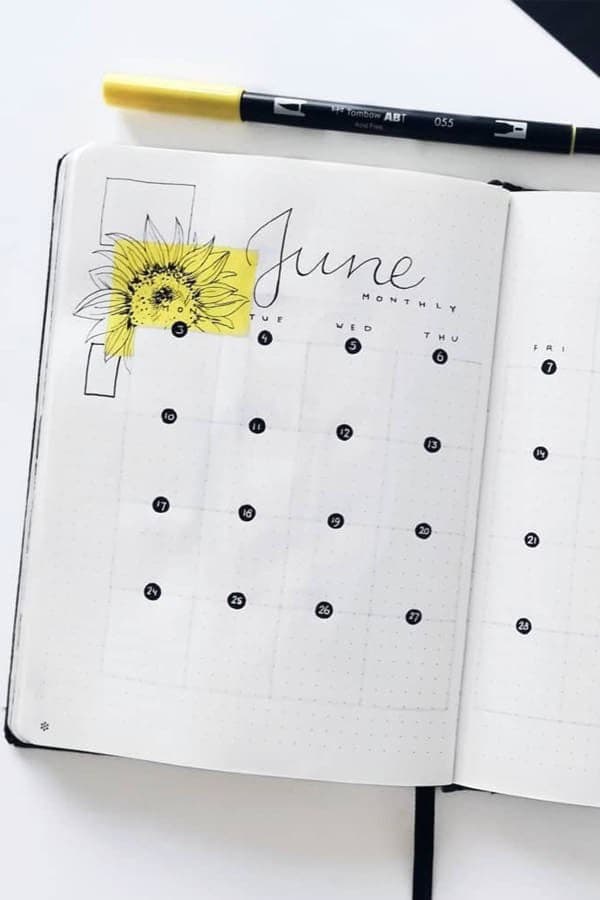 Minimalist Flower Monthly Spread