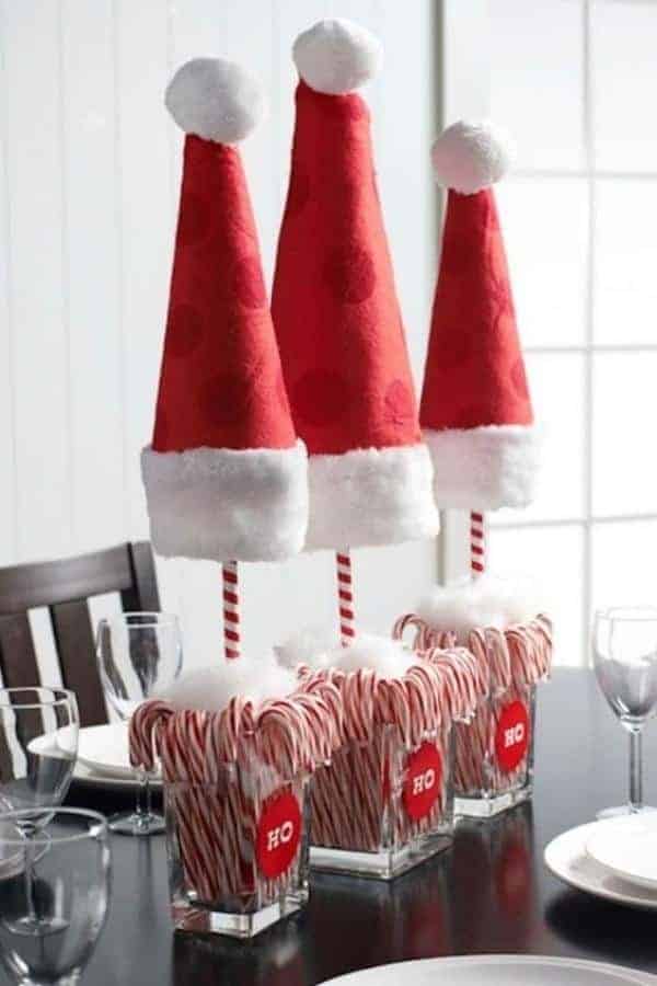 DIY SANTA HAT CHRISTMAS TOPIARY CENTERPIECE