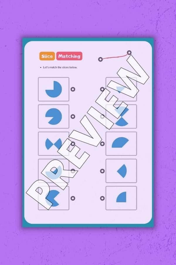 MATCH SLICE PIECE WORKSHEET FOR PRESCHOOLERS