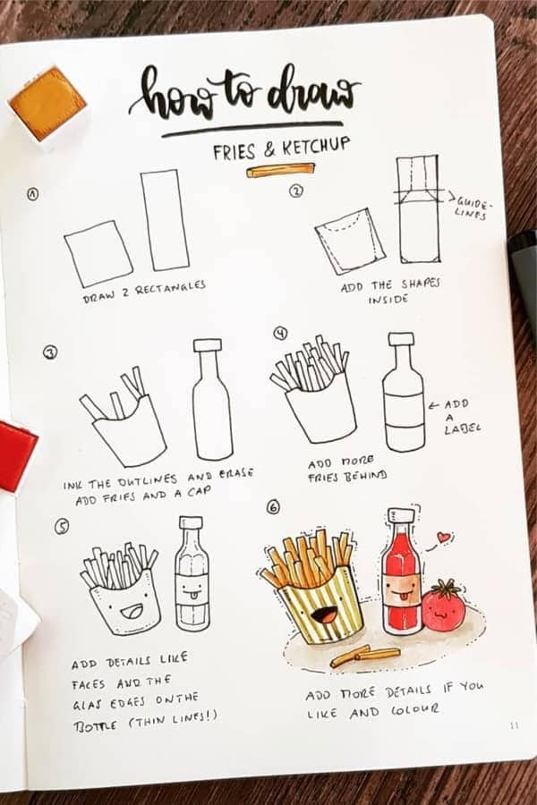 French Fry Doodle Tutorial