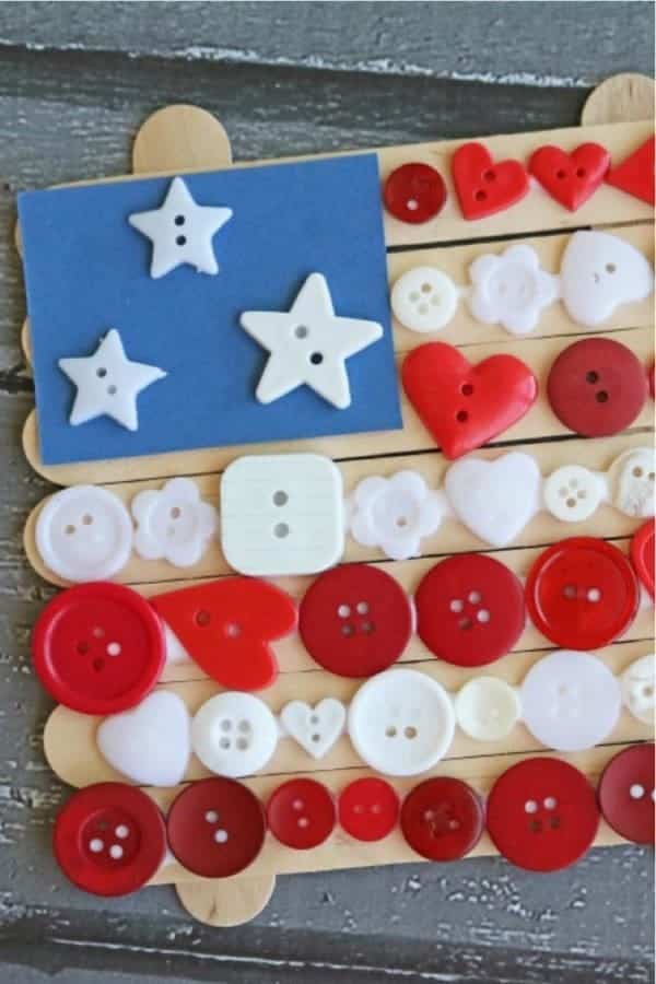 Popsicle Stick Button Flag Kid Craft