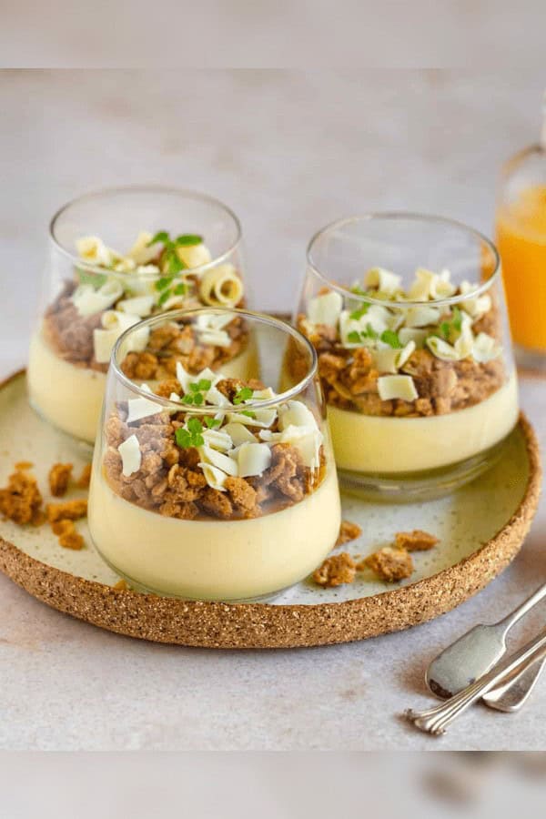 Lemon Yuzu Posset With White Chocolate Crumble