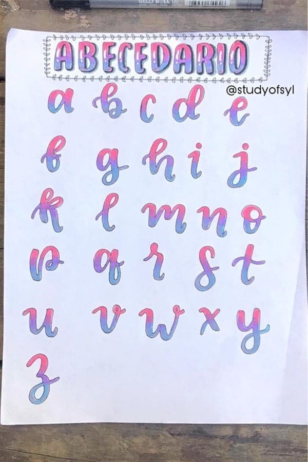 Gradient Bullet Journal Letters